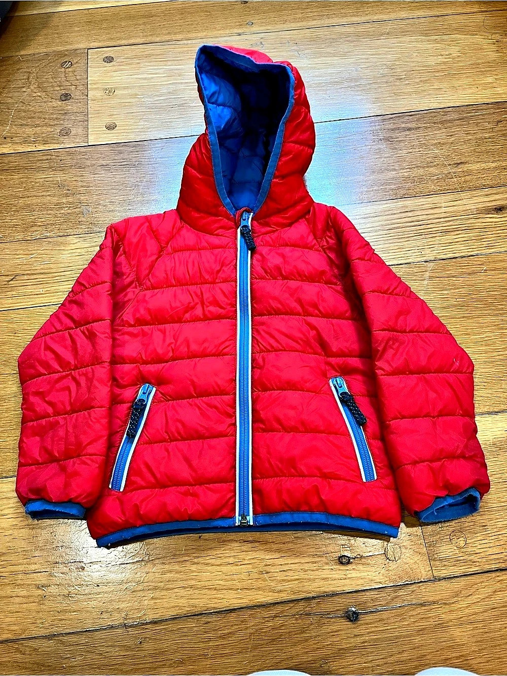 Mini Boden Pack-away Padded Jacket Red & Blue Boys 3-4Y